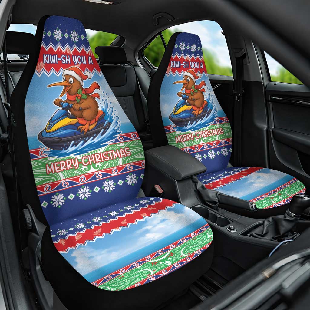 New Zealand Christmas Car Seat Cover Funny Jet Ride Kiwi Xmas - Polynesian Pride
