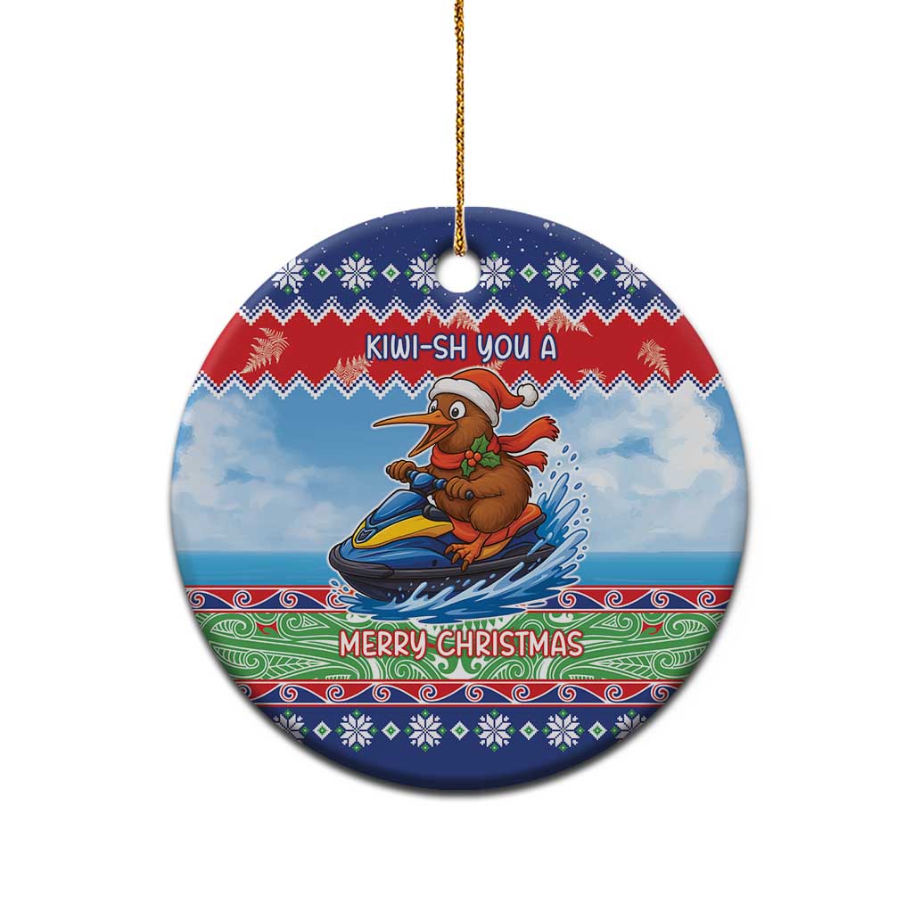 New Zealand Christmas Ceramic Ornament Funny Jet Ride Kiwi Xmas - Polynesian Pride