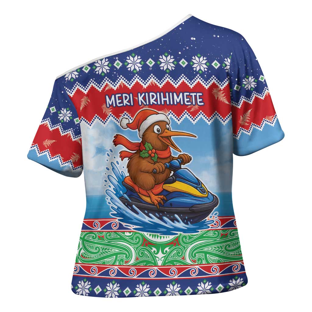 New Zealand Christmas Cross Shoulder Shirt Funny Jet Ride Kiwi Xmas - Polynesian Pride