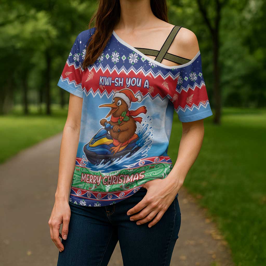 New Zealand Christmas Cross Shoulder Shirt Funny Jet Ride Kiwi Xmas - Polynesian Pride