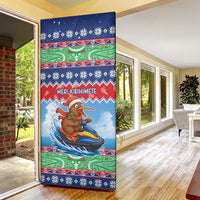New Zealand Christmas Door Cover Funny Jet Ride Kiwi Xmas - Polynesian Pride