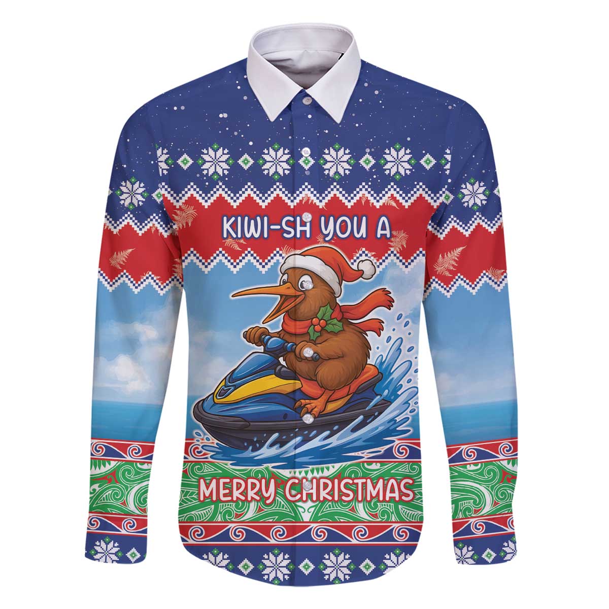 New Zealand Christmas Family Matching Off The Shoulder Long Sleeve Dress and Hawaiian Shirt Funny Jet Ride Kiwi Xmas - Polynesian Pride