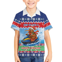 New Zealand Christmas Family Matching Off Shoulder Short Dress and Hawaiian Shirt Funny Jet Ride Kiwi Xmas - Polynesian Pride