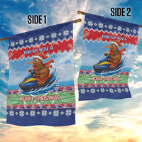 New Zealand Christmas Garden Flag Funny Jet Ride Kiwi Xmas - Polynesian Pride