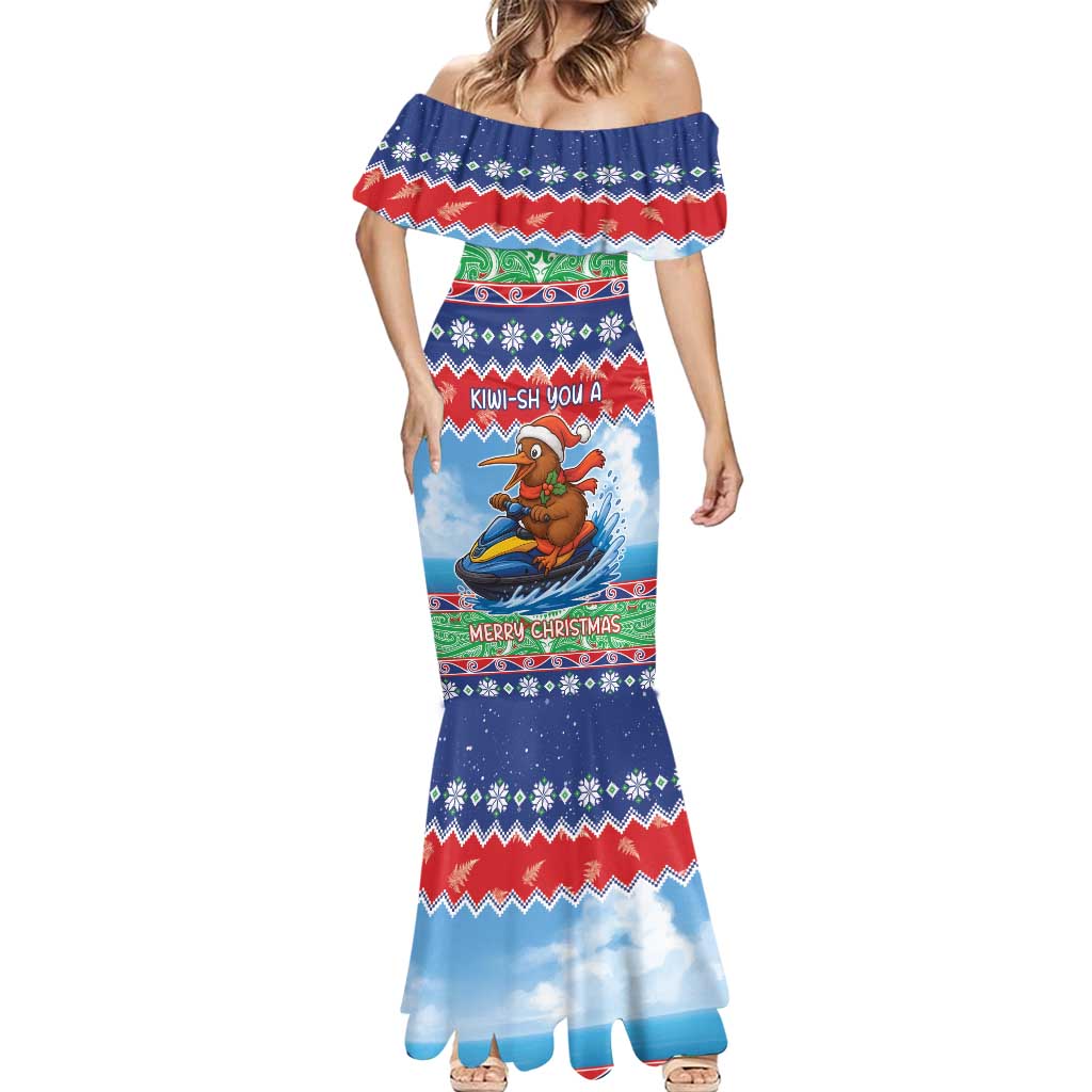 New Zealand Christmas Mermaid Dress Funny Jet Ride Kiwi Xmas - Polynesian Pride