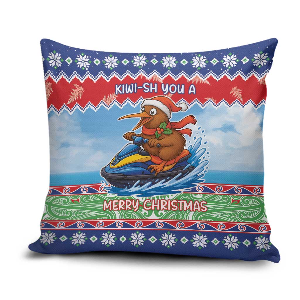 New Zealand Christmas Pillow Cover Funny Jet Ride Kiwi Xmas - Polynesian Pride