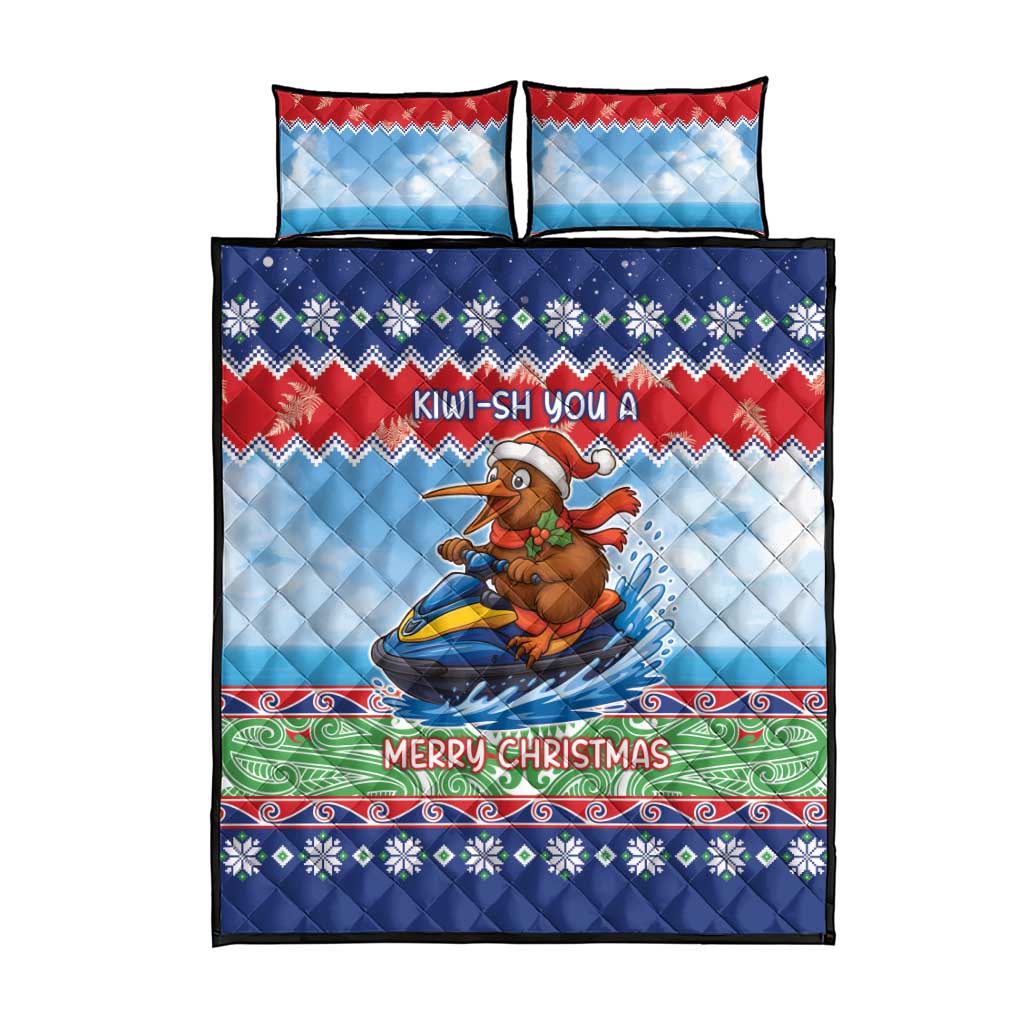 New Zealand Christmas Quilt Bed Set Funny Jet Ride Kiwi Xmas - Polynesian Pride