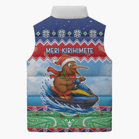 New Zealand Christmas Sleeveless Puffer Jacket Funny Jet Ride Kiwi Xmas - Polynesian Pride