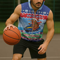 New Zealand Christmas Sleeveless Zip Hoodie Funny Jet Ride Kiwi Xmas - Polynesian Pride