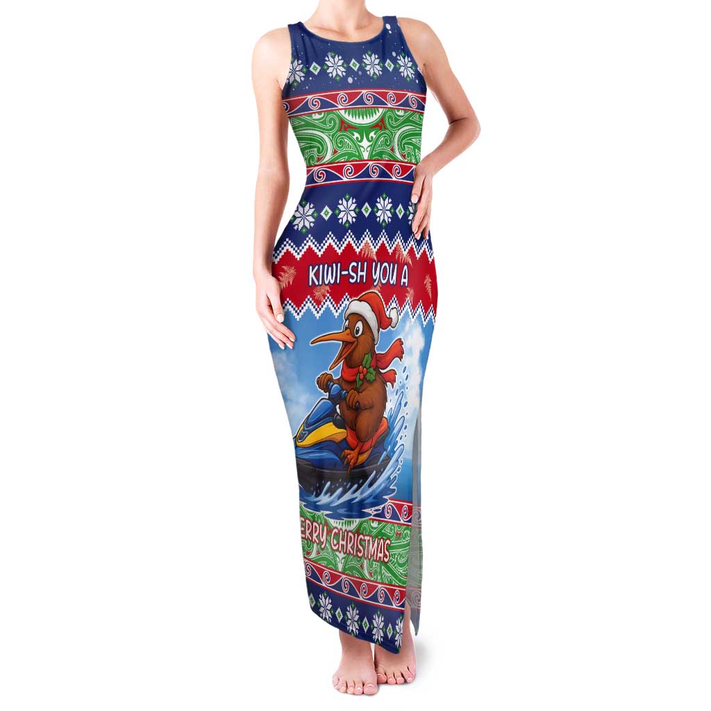 New Zealand Christmas Tank Maxi Dress Funny Jet Ride Kiwi Xmas - Polynesian Pride
