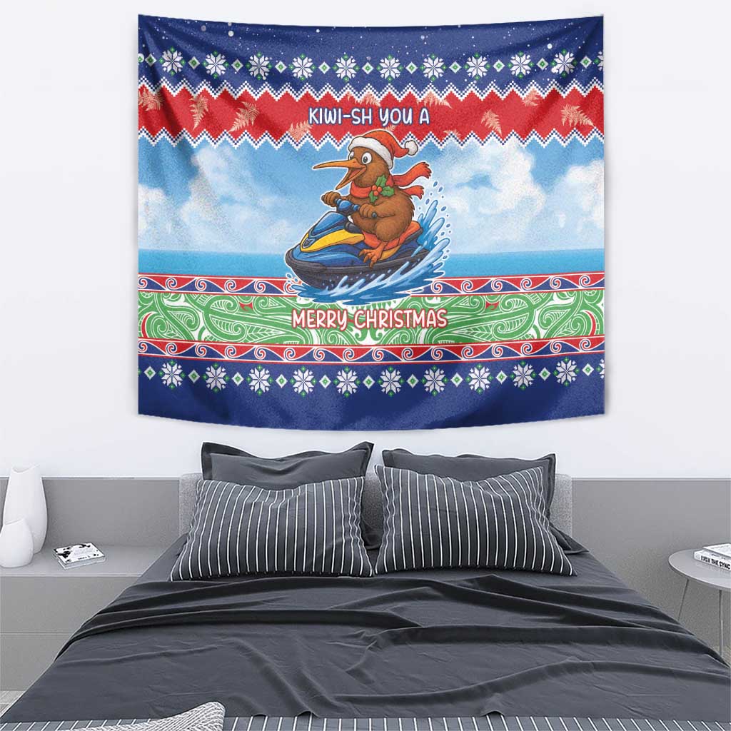 New Zealand Christmas Tapestry Funny Jet Ride Kiwi Xmas - Polynesian Pride