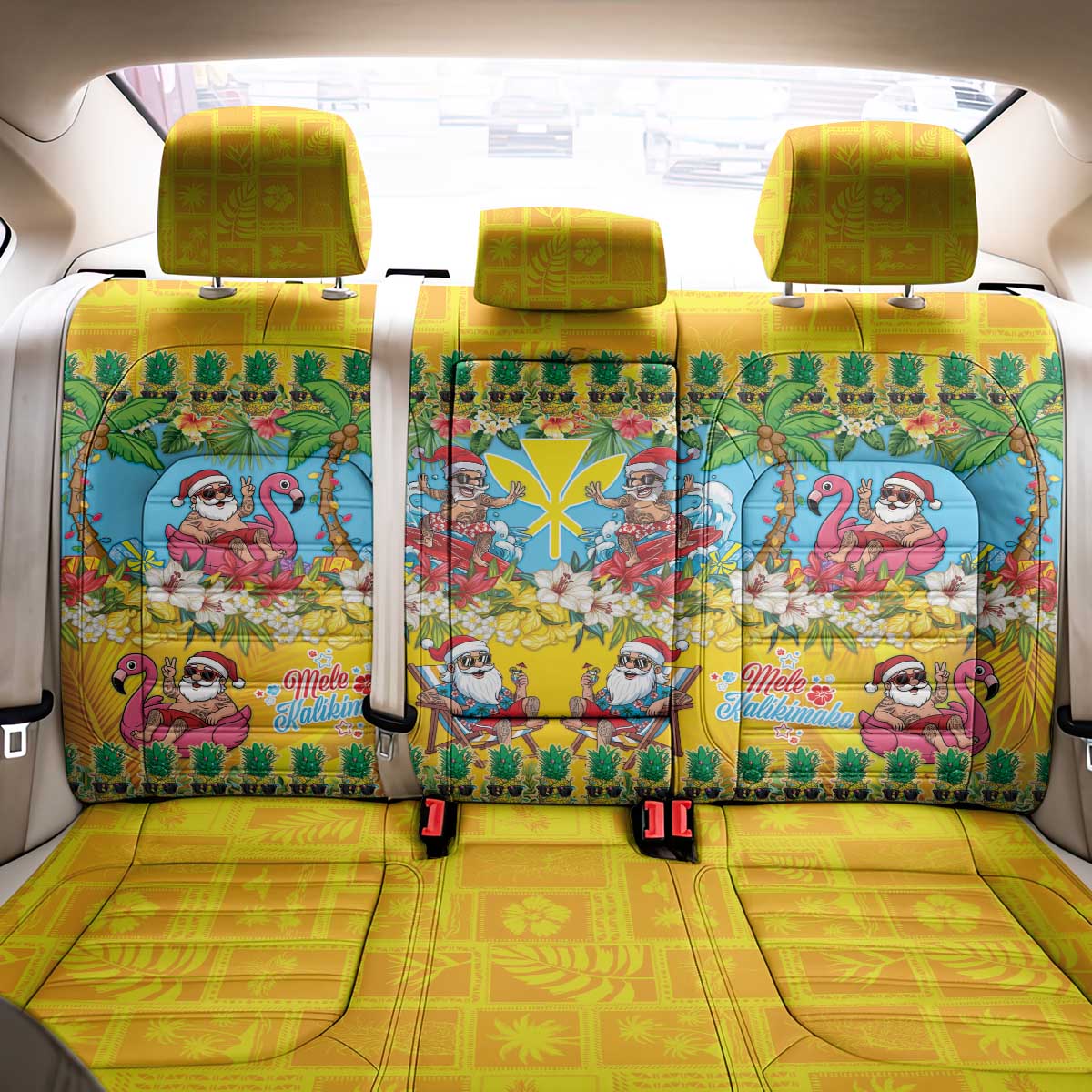 Hawaii Christmas Back Car Seat Cover Mele Kalikimaka Tropical Vibes - Polynesian Pride