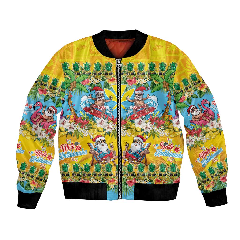 Hawaii Christmas Bomber Jacket Mele Kalikimaka Tropical Vibes - Polynesian Pride