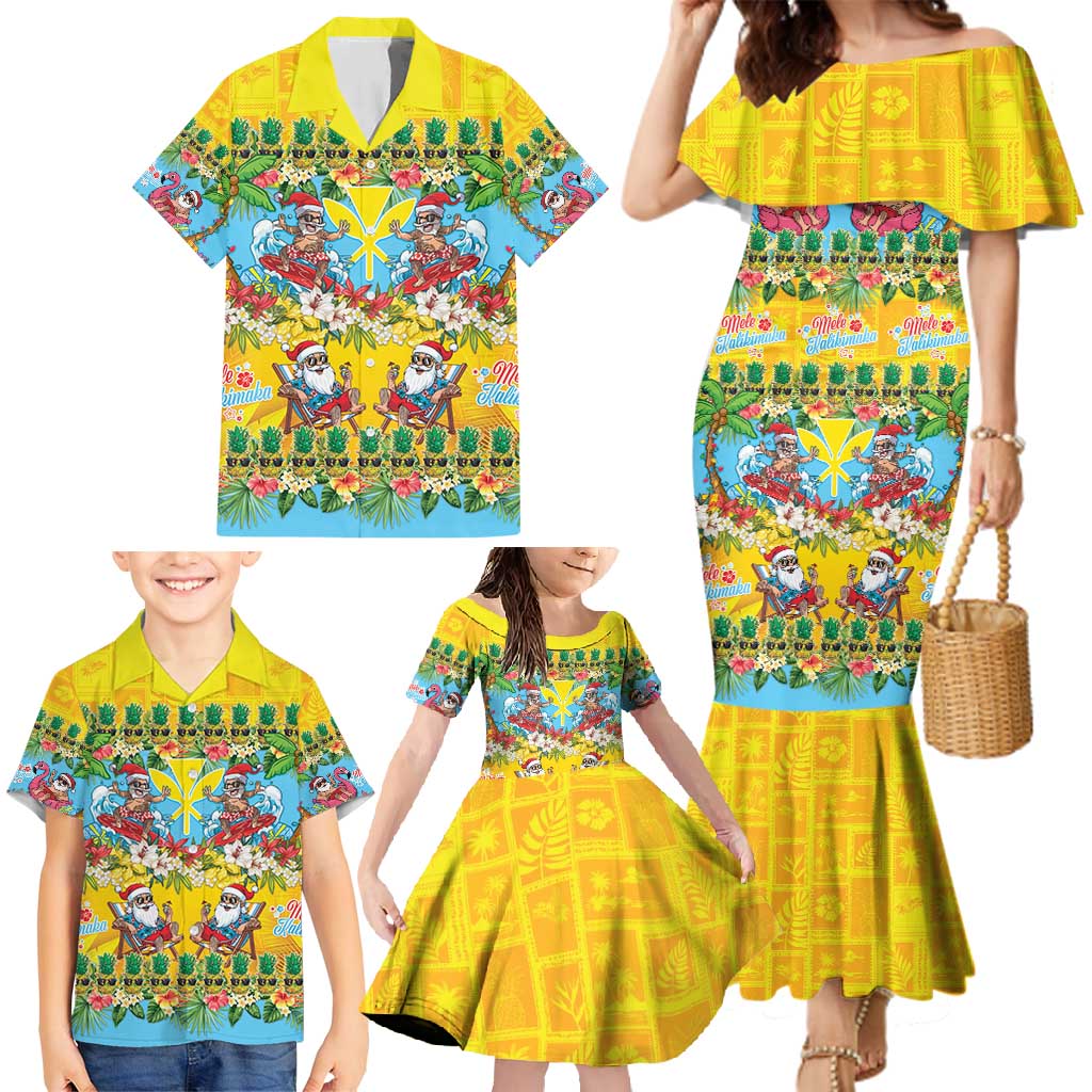 Hawaii Christmas Family Matching Mermaid Dress and Hawaiian Shirt Mele Kalikimaka Tropical Vibes - Polynesian Pride