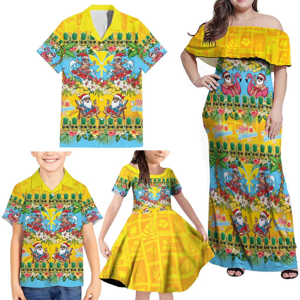 Hawaii Christmas Family Matching Off Shoulder Maxi Dress and Hawaiian Shirt Mele Kalikimaka Tropical Vibes - Polynesian Pride