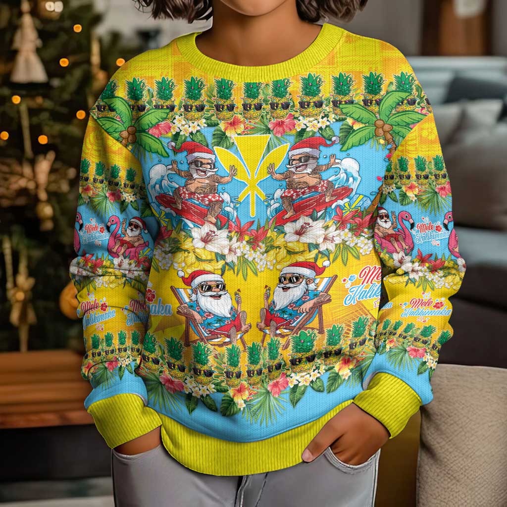 Hawaii Christmas Kid Ugly Christmas Sweater Mele Kalikimaka Tropical Vibes - Polynesian Pride
