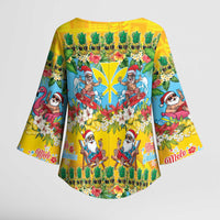 Hawaii Christmas Kimono Sleeve Blouse Mele Kalikimaka Tropical Vibes - Polynesian Pride