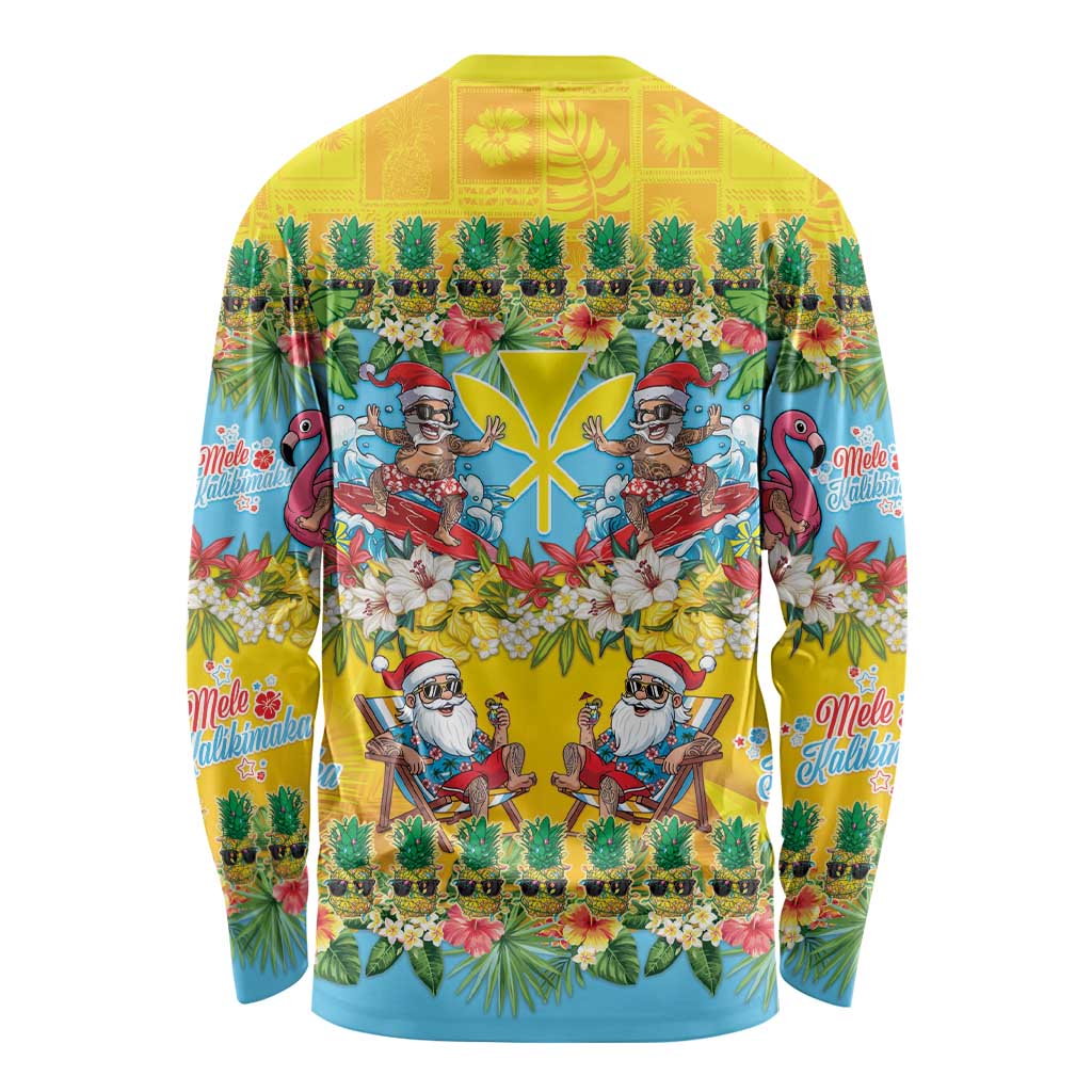 Hawaii Christmas Long Sleeve Shirt Mele Kalikimaka Tropical Vibes - Polynesian Pride