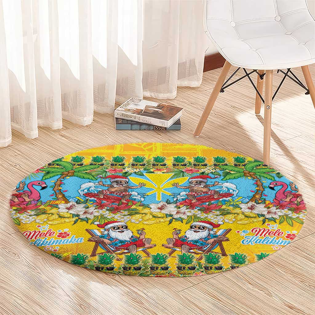 Hawaii Christmas Round Carpet Mele Kalikimaka Tropical Vibes - Polynesian Pride