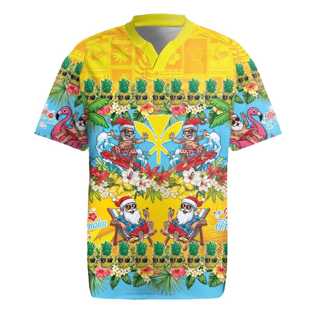 Hawaii Christmas Rugby Jersey Mele Kalikimaka Tropical Vibes - Polynesian Pride