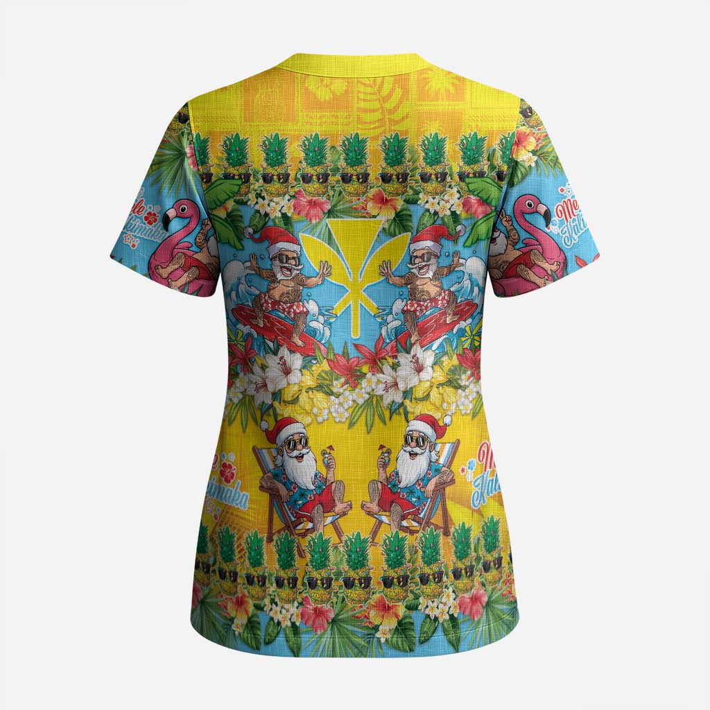 Hawaii Christmas Scrub Top Mele Kalikimaka Tropical Vibes - Polynesian Pride