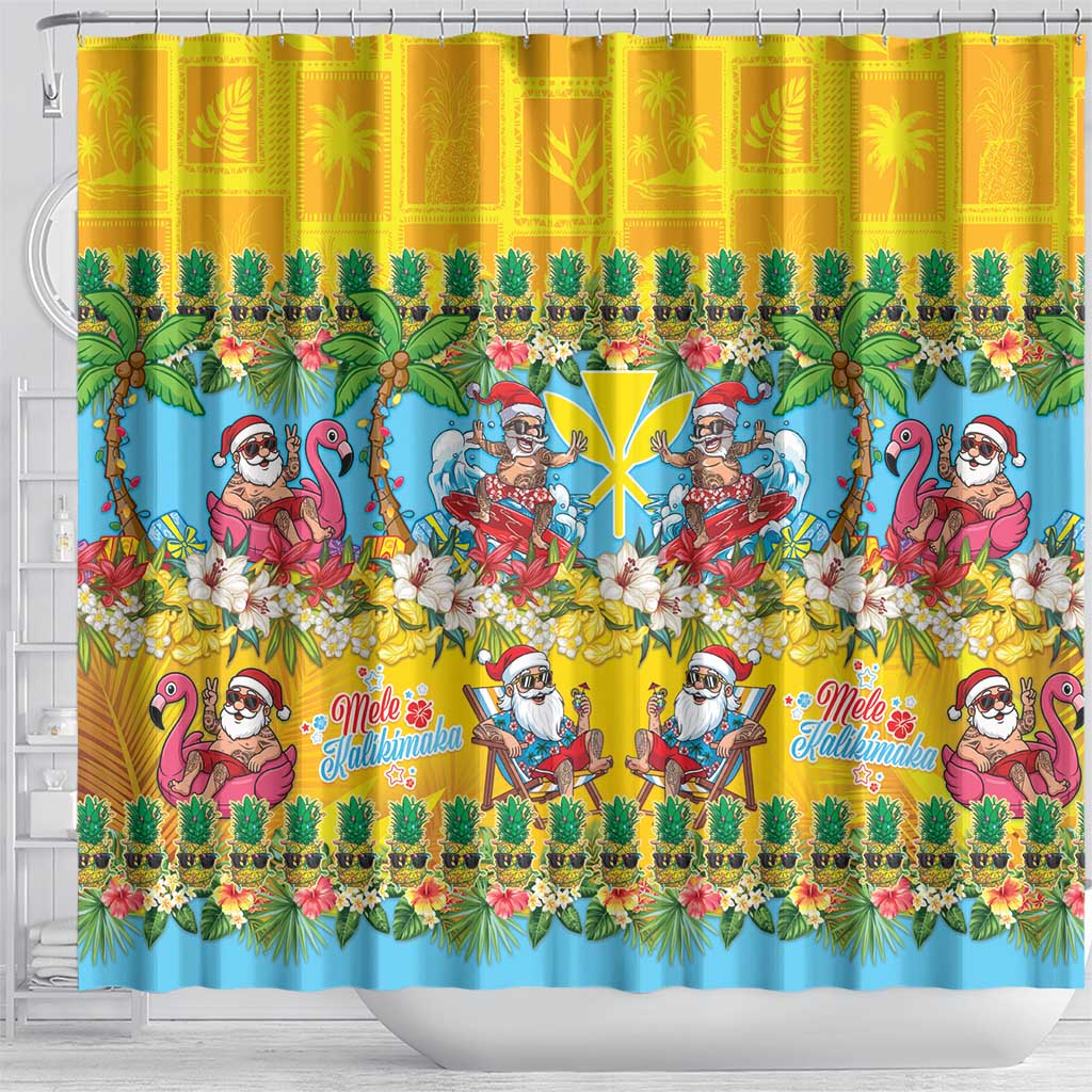 Hawaii Christmas Shower Curtain Mele Kalikimaka Tropical Vibes - Polynesian Pride