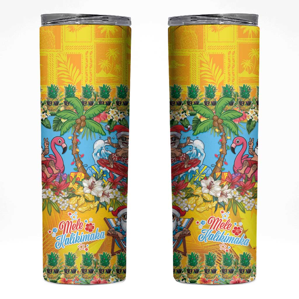 Hawaii Christmas Skinny Tumbler Mele Kalikimaka Tropical Vibes - Polynesian Pride