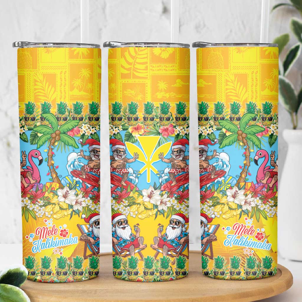 Hawaii Christmas Skinny Tumbler Mele Kalikimaka Tropical Vibes - Polynesian Pride