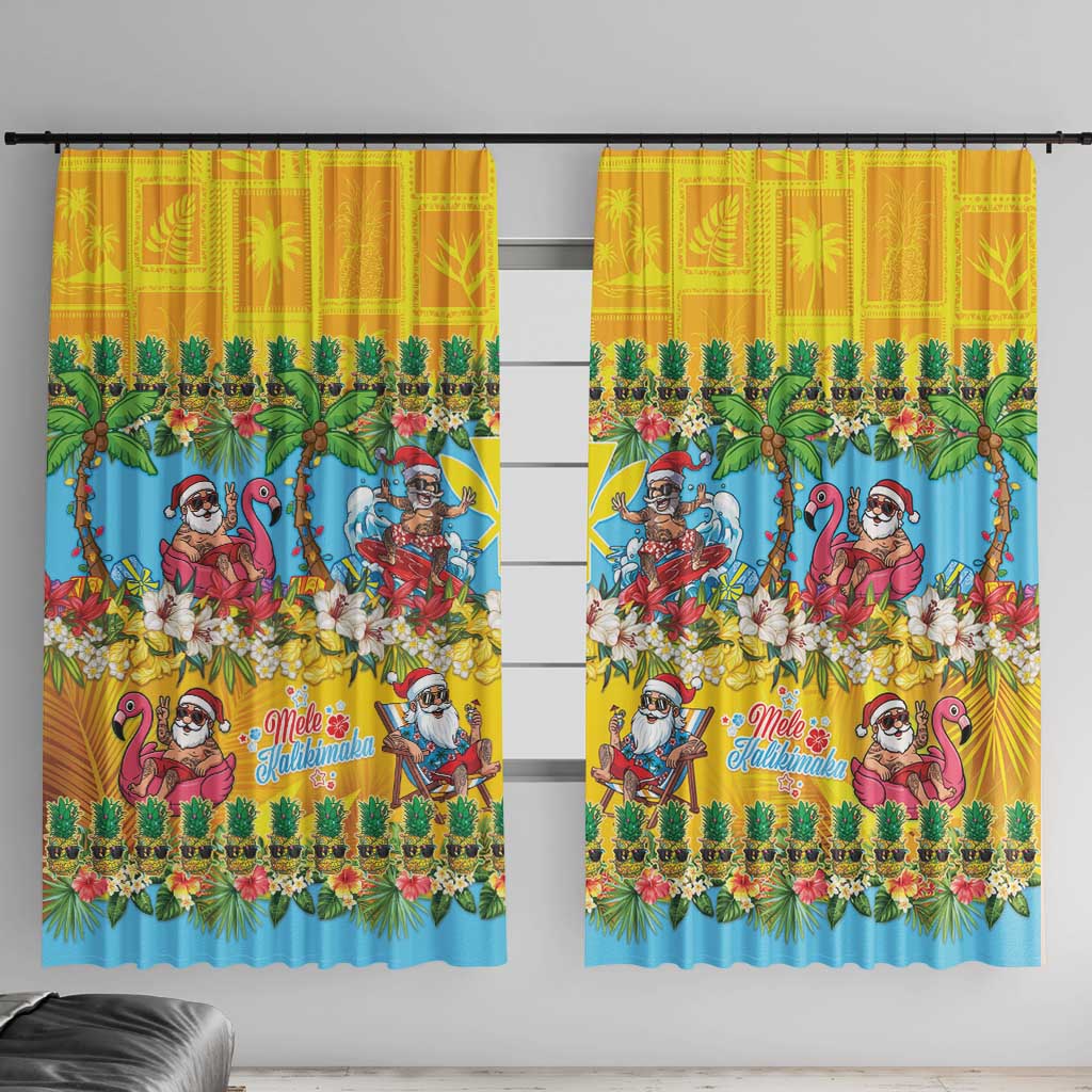 Hawaii Christmas Window Curtain Mele Kalikimaka Tropical Vibes - Polynesian Pride