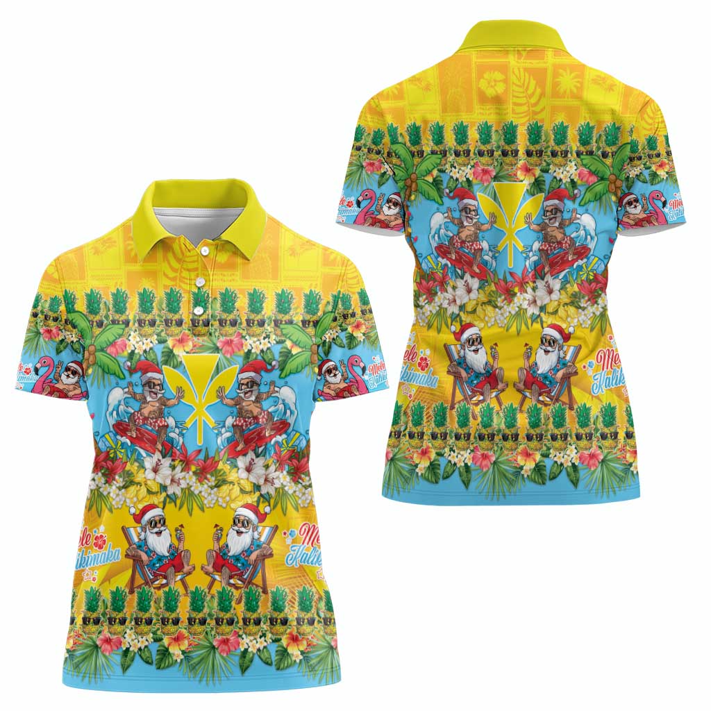Hawaii Christmas Women Polo Shirt Mele Kalikimaka Tropical Vibes - Polynesian Pride