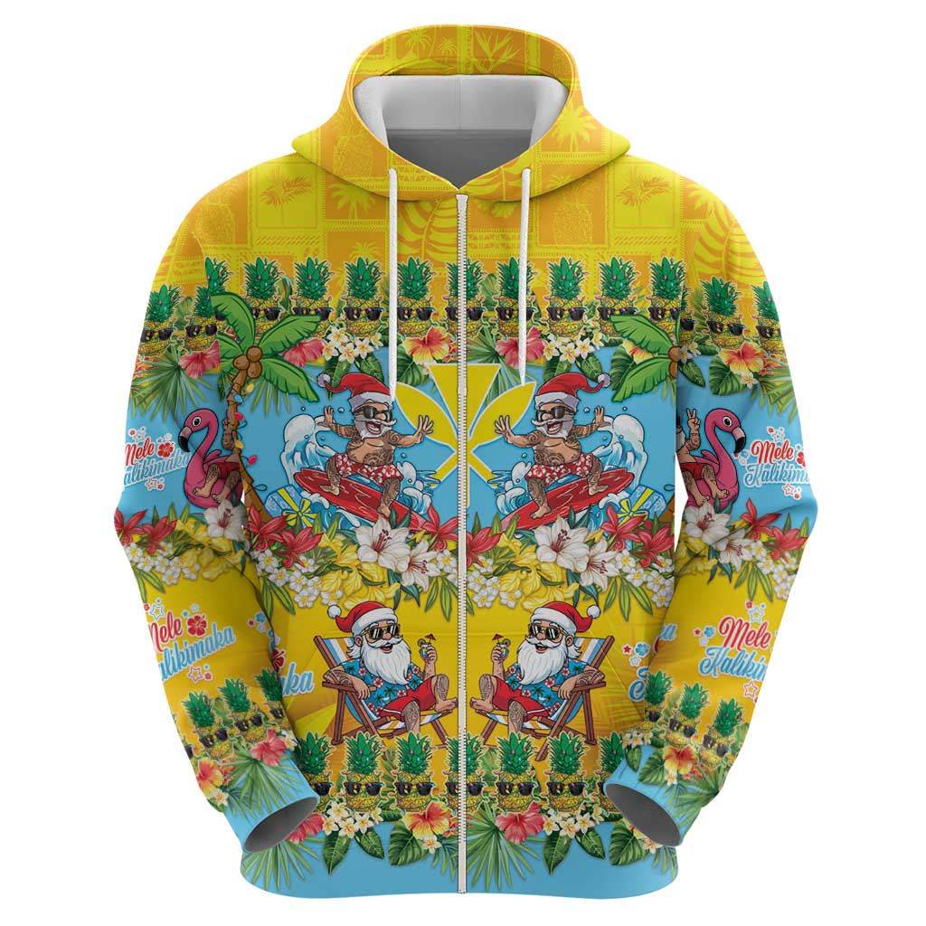 Hawaii Christmas Zip Hoodie Mele Kalikimaka Tropical Vibes - Polynesian Pride