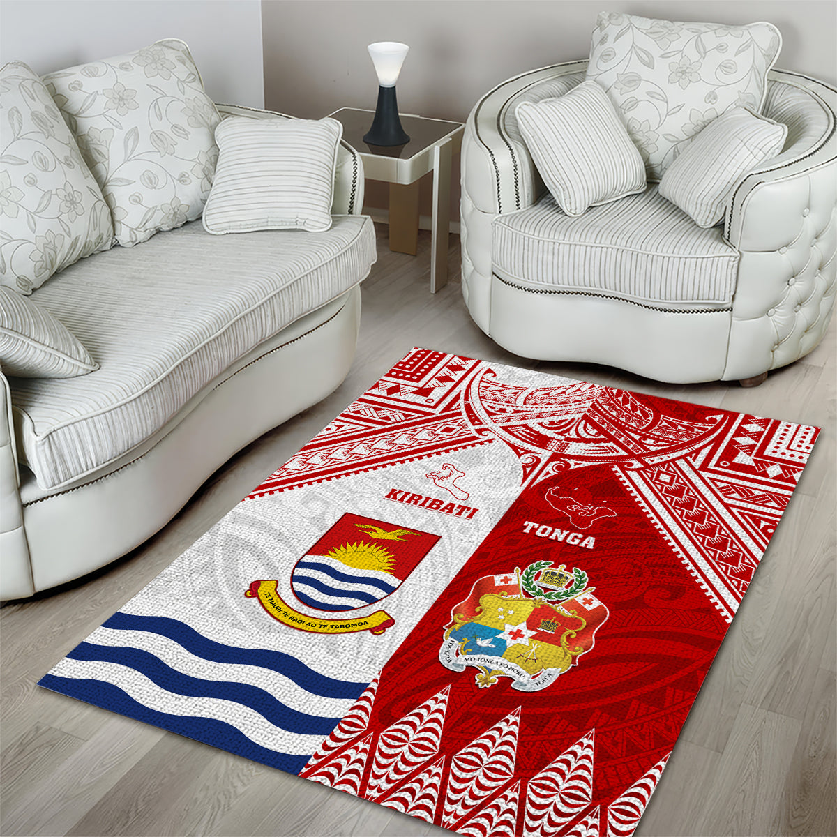 Tonga And Kiribati Area Rug Coat Of Arms Polynesian Pattern LT05 - Polynesian Pride