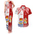 Personalised Tonga And Kiribati Couples Matching Tank Maxi Dress and Hawaiian Shirt Coat Of Arms Polynesian Pattern LT05 Red - Polynesian Pride