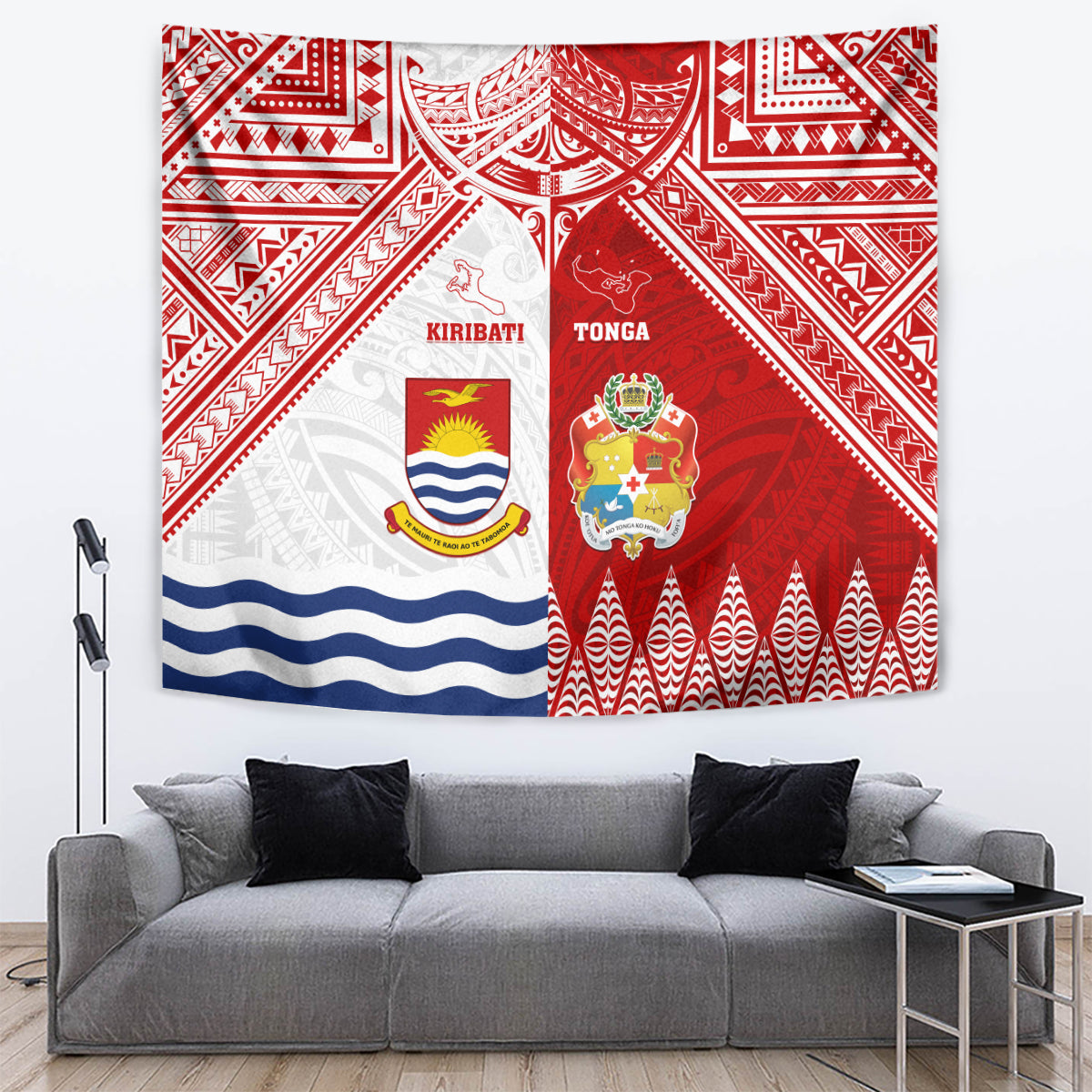 Tonga And Kiribati Tapestry Coat Of Arms Polynesian Pattern LT05 - Polynesian Pride