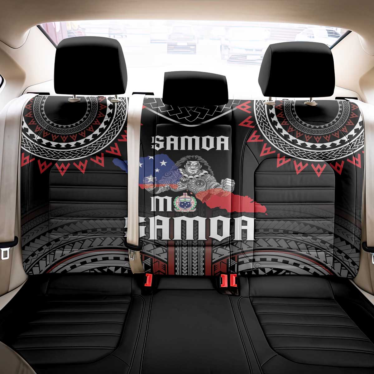 Samoa Black Saturday Back Car Seat Cover Samoan Warrior Tribal Pattern