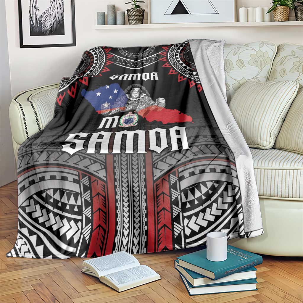 Samoa Black Saturday Blanket Samoan Warrior Tribal Pattern