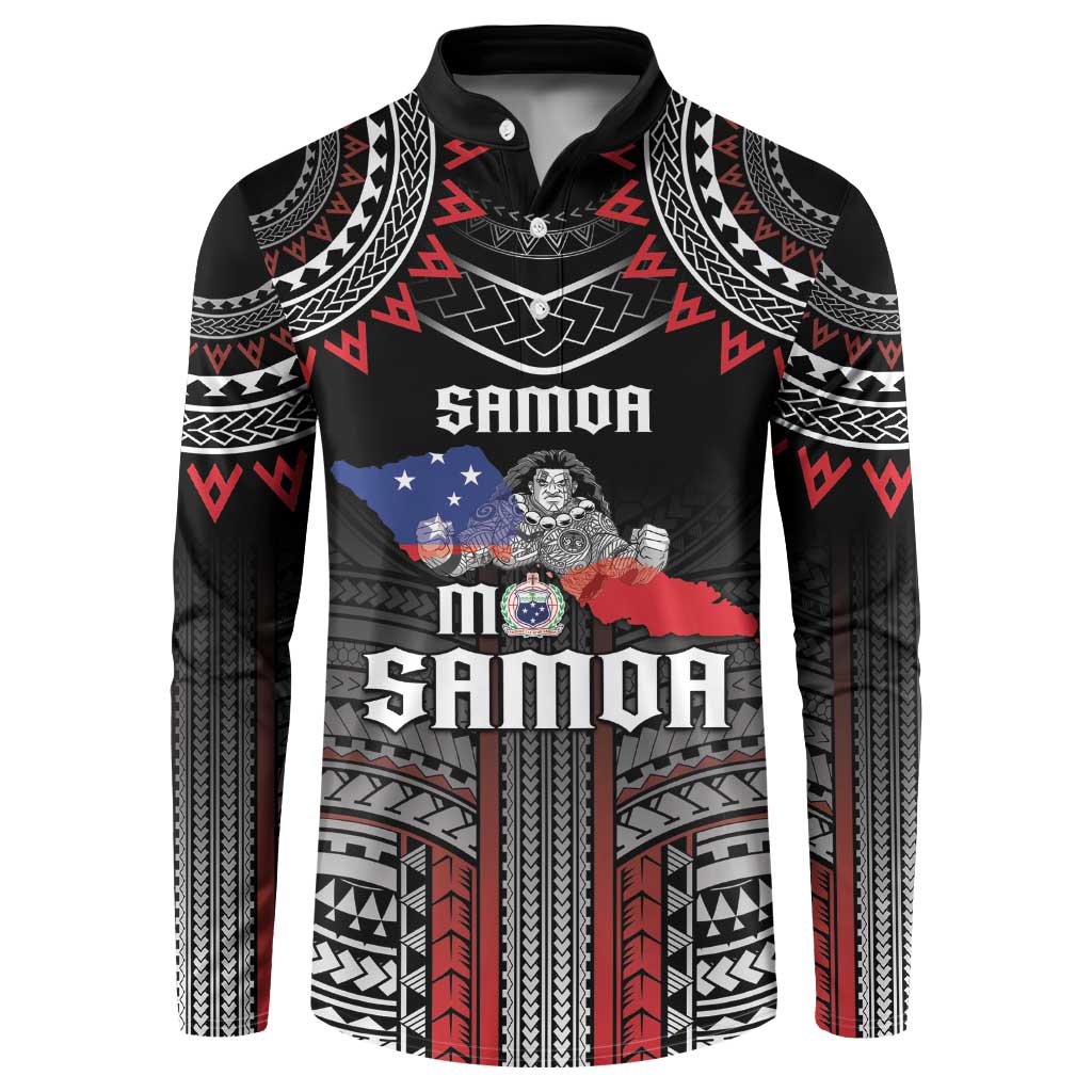 Personalised Samoa Black Saturday Button Sweatshirt Samoan Warrior Tribal Pattern