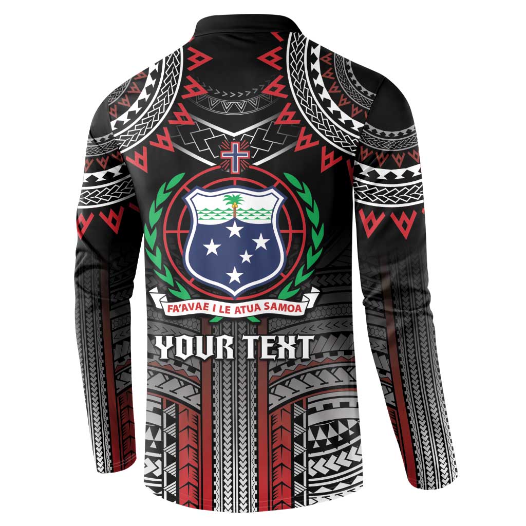 Personalised Samoa Black Saturday Button Sweatshirt Samoan Warrior Tribal Pattern