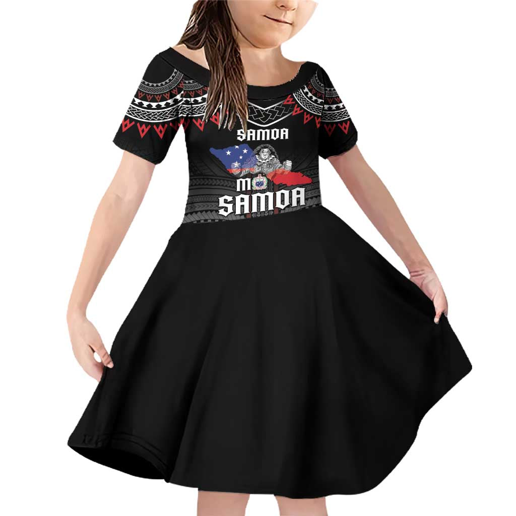 Personalised Samoa Black Saturday Family Matching Off Shoulder Short Dress and Hawaiian Shirt Samoan Warrior Tribal Pattern