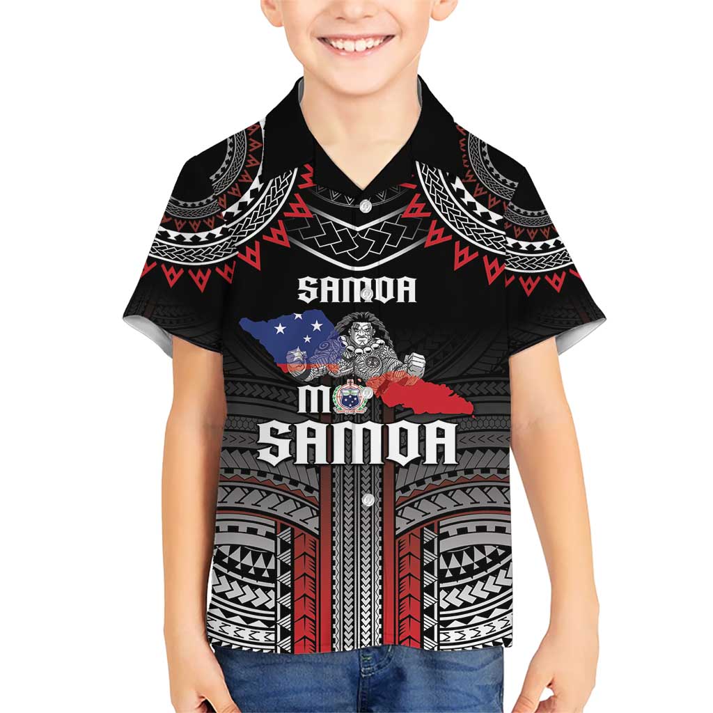 Personalised Samoa Black Saturday Kid Hawaiian Shirt Samoan Warrior Tribal Pattern