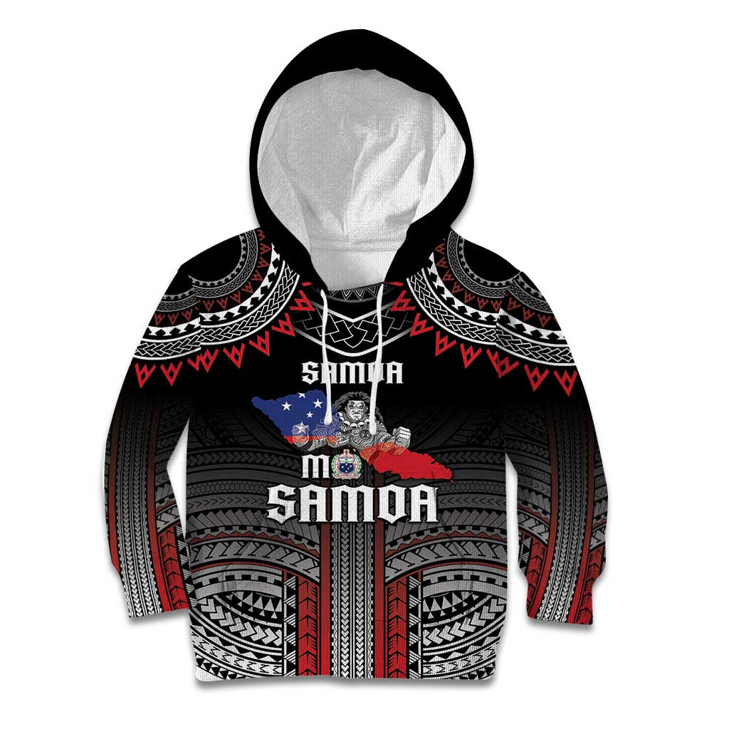 Personalised Samoa Black Saturday Kid Hoodie Samoan Warrior Tribal Pattern