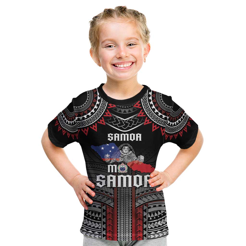 Personalised Samoa Black Saturday Kid T Shirt Samoan Warrior Tribal Pattern