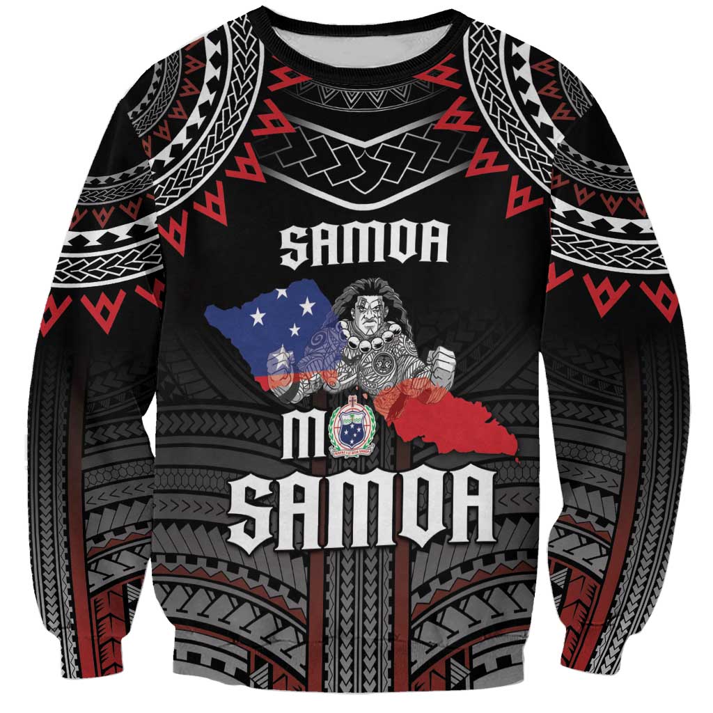 Personalised Samoa Black Saturday Sweatshirt Samoan Warrior Tribal Pattern