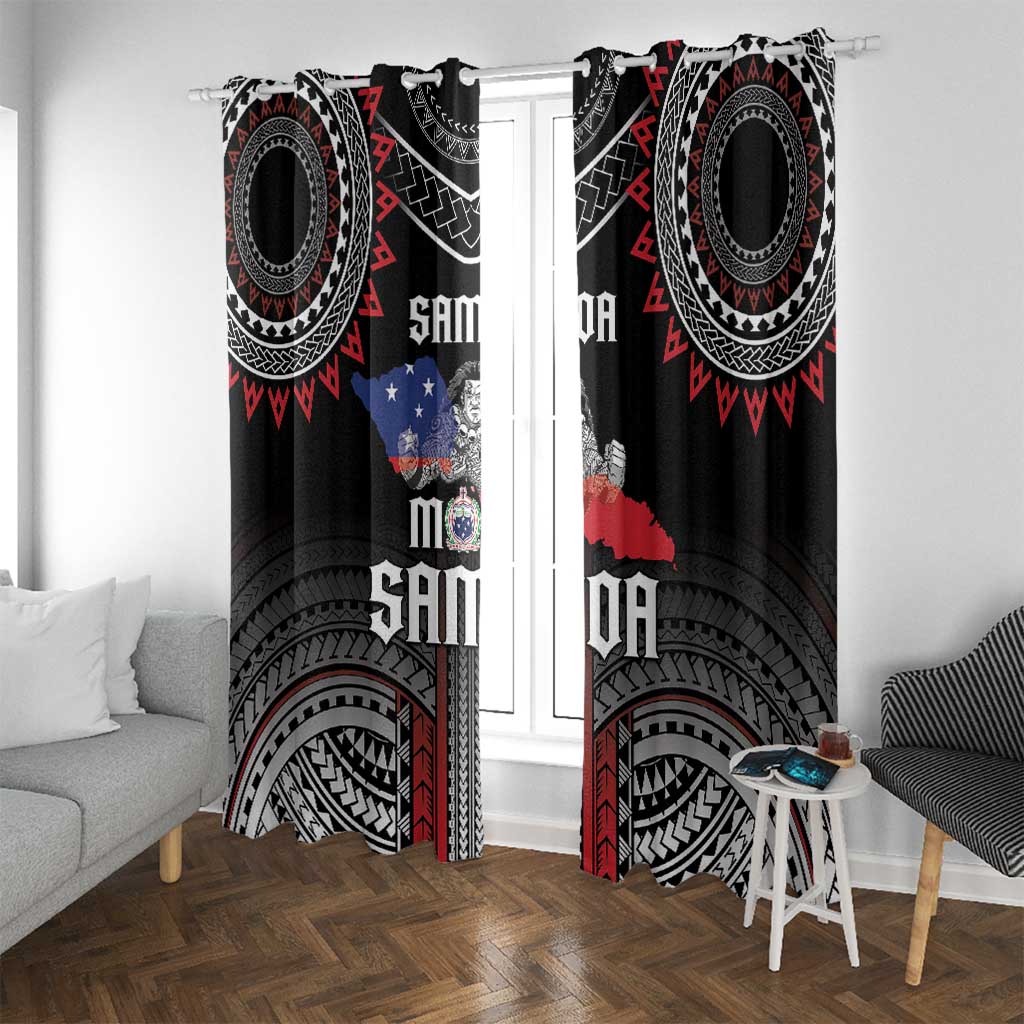 Samoa Black Saturday Window Curtain Samoan Warrior Tribal Pattern
