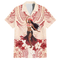 Tahiti Women's Day Family Matching Off Shoulder Short Dress and Hawaiian Shirt With Polynesian Pattern LT05 Dad's Shirt - Short Sleeve Beige - Polynesian Pride