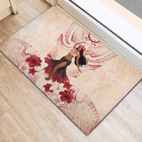 Tahiti Women's Day Rubber Doormat With Polynesian Pattern