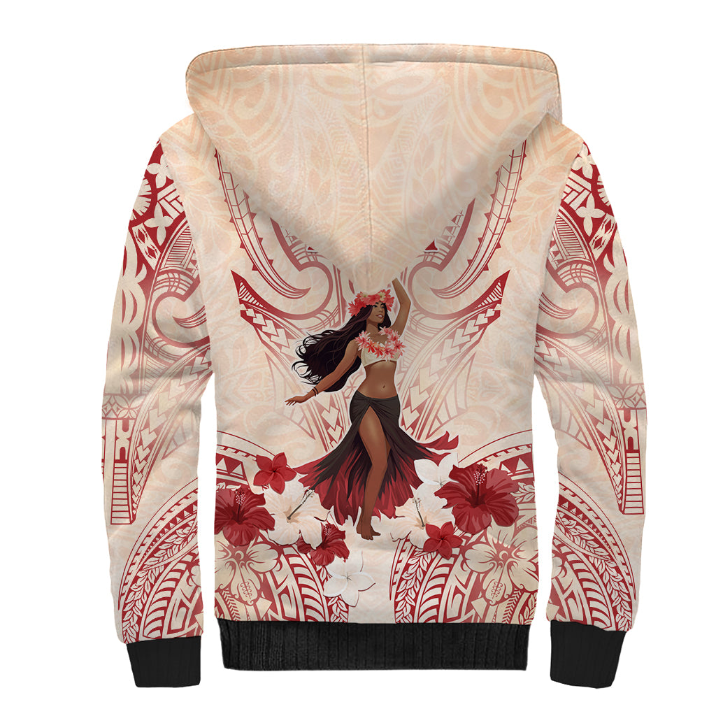 Tahiti Women's Day Sherpa Hoodie With Polynesian Pattern LT05 - Polynesian Pride