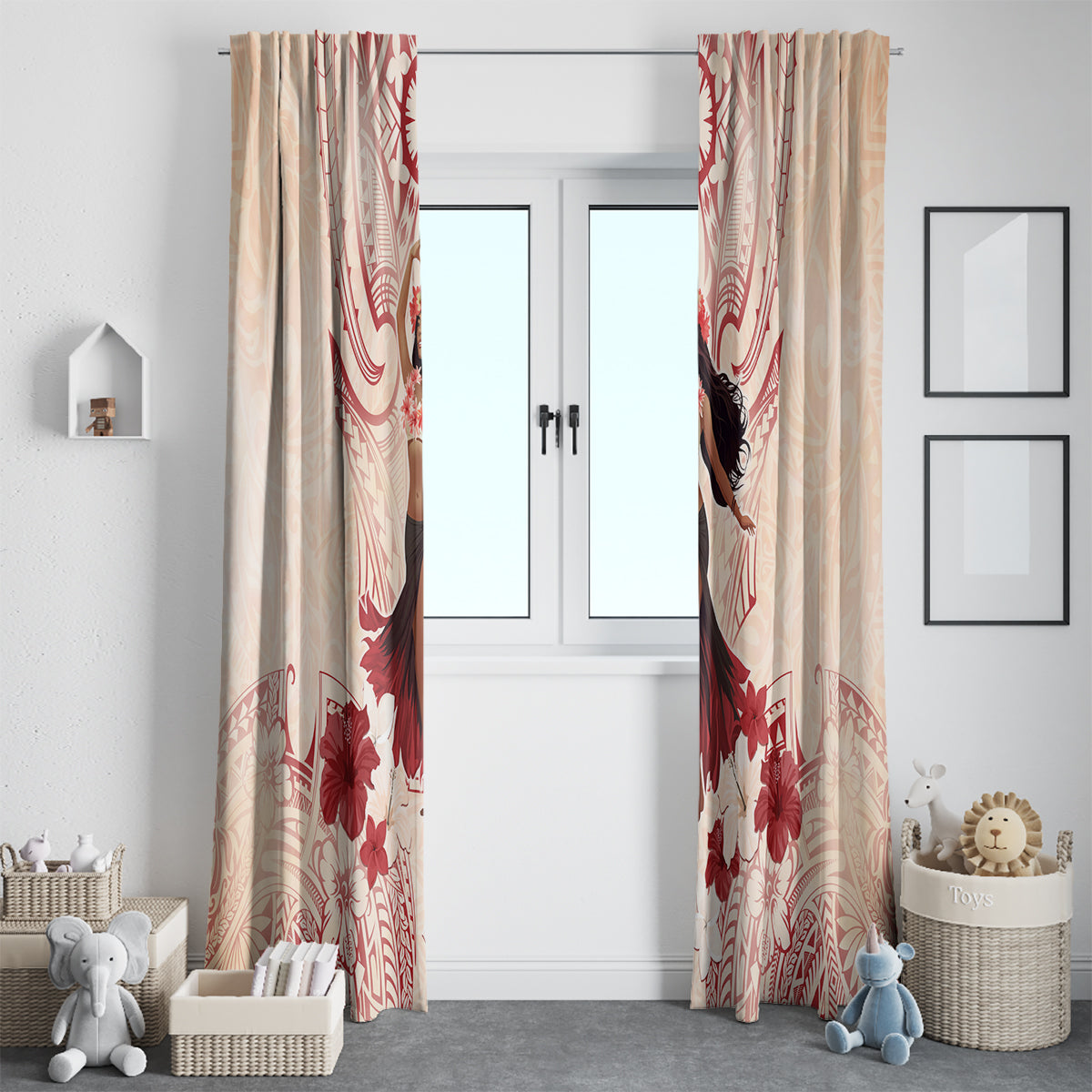 Tahiti Women's Day Window Curtain With Polynesian Pattern