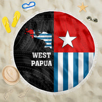 West Papua Beach Blanket Polynesian Pattern With Coat Of Arms LT05 One Size 150cm Blue - Polynesian Pride
