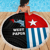 West Papua Beach Blanket Polynesian Pattern With Coat Of Arms LT05 - Polynesian Pride